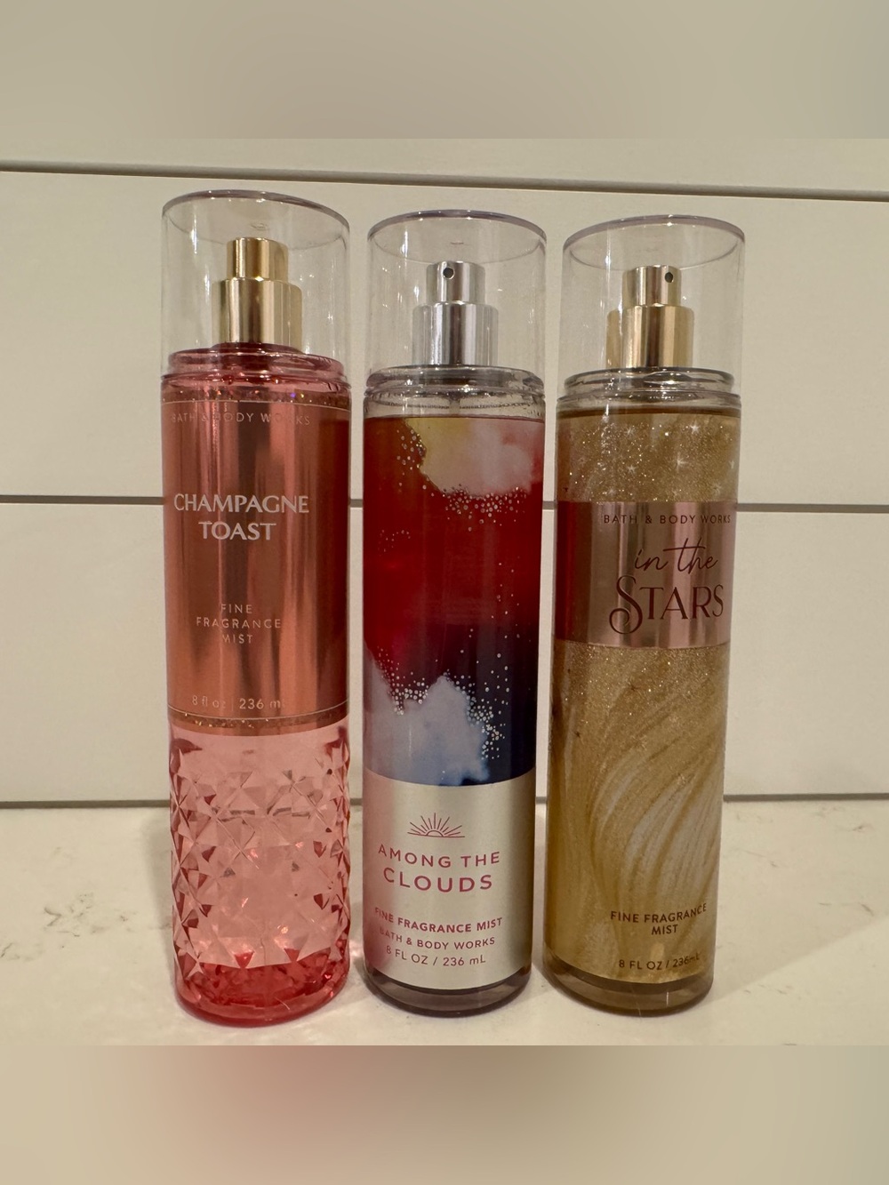 Bath & Body Works Bundle Fine Fragrance Mist Champaign Toast, Among the Clouds